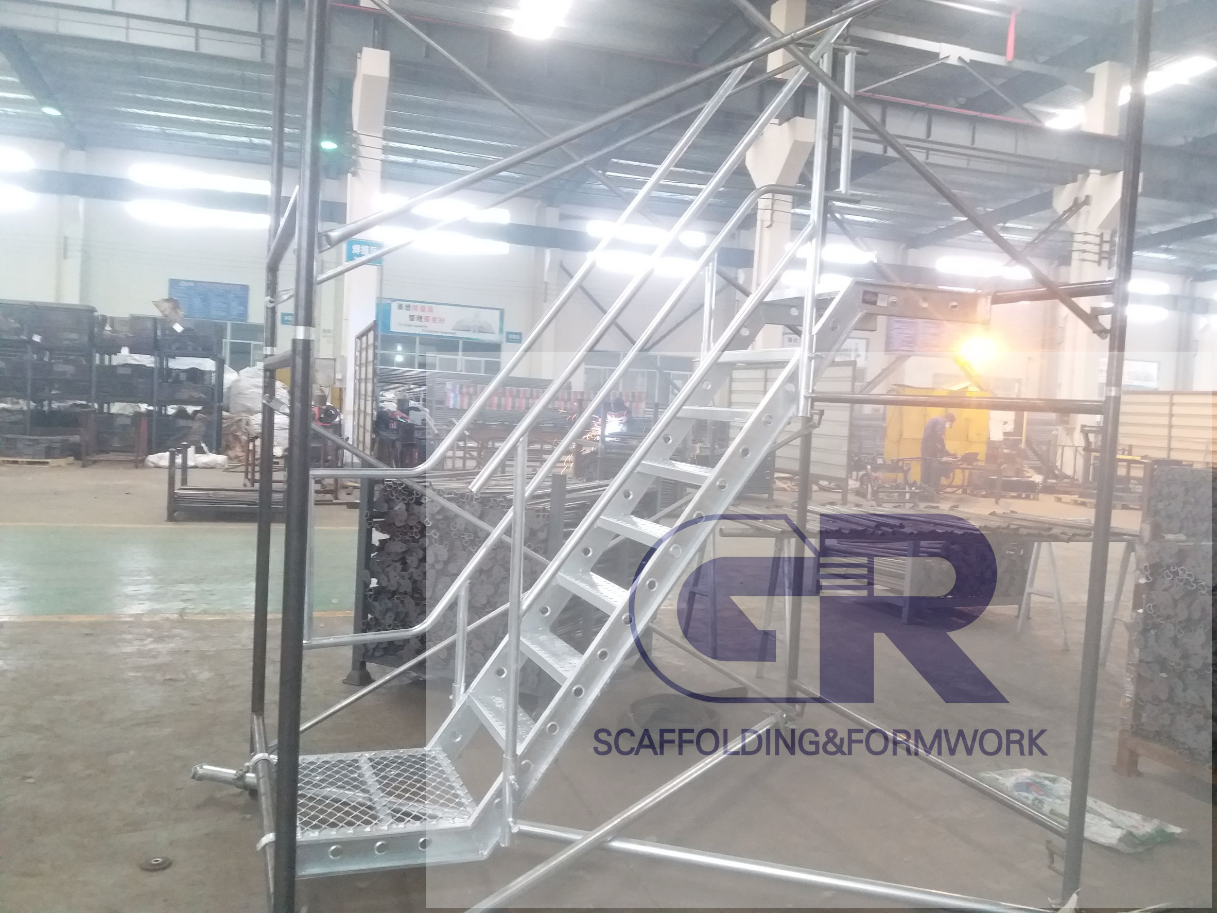 Galvanized Steel Step Stairs Ladder with Handrail for All Kinds of Scaffolding